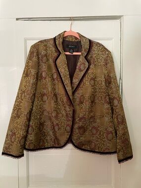 Vintage Lane Bryant Metallic Patterned Jacket with Lace Trim